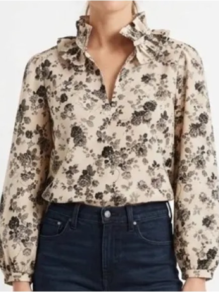 Tuckernuck Faded Roses Bouvier Blouse Size Medium
